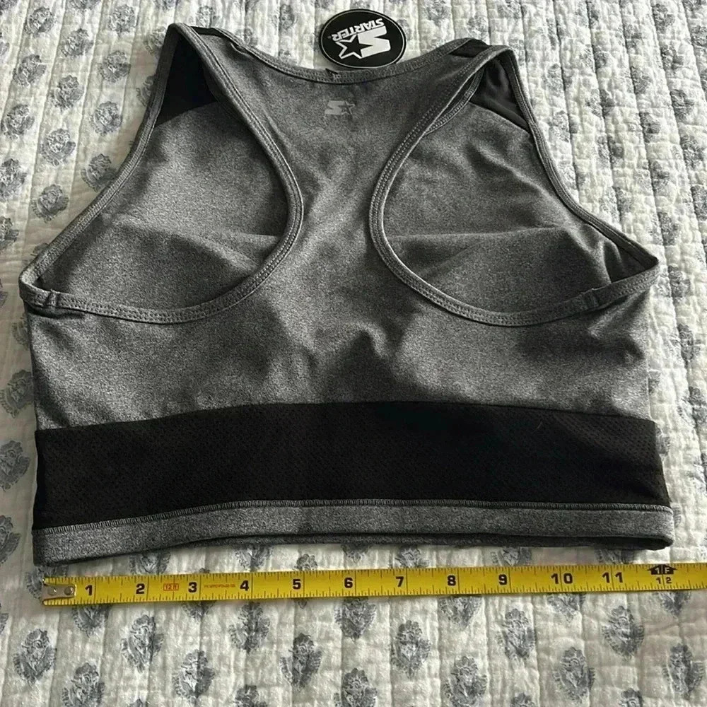 Starter Women's Gray  Medium Impact Longline Sports Bra W/Cups Built-in Bra NWT - Picture 7 of 11